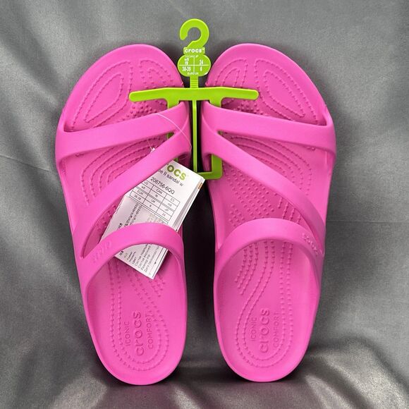 Crocs Kadee II Strappy Sandals Women's 8 Crush Pink Iconic Comfort Summer Slides - Picture 3 of 17